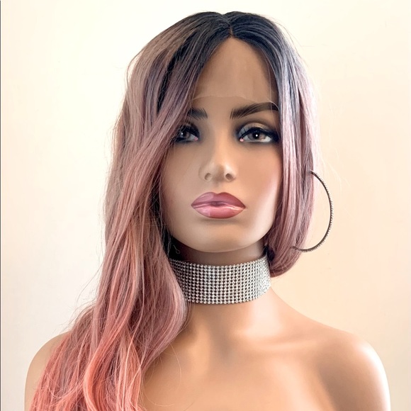 Very Pretty 24” Ombre Pink Coral Mix Lace Front Premium Wig - Picture 4 of 12